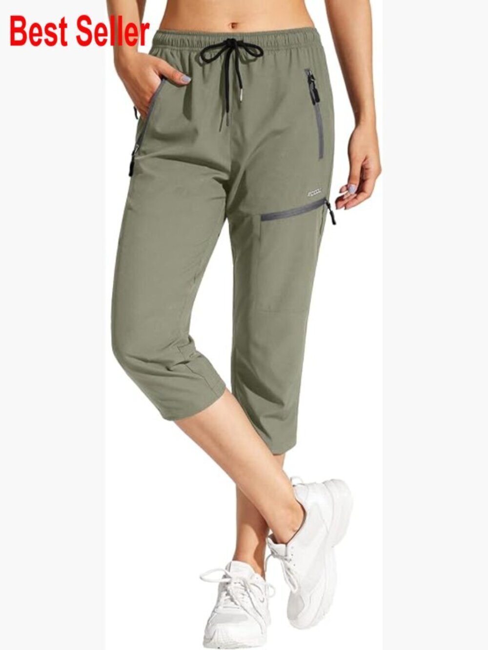 Cargo Hiking Pants Elastic Waist Quick Dry Lightweight Water Resistant UPF 50+